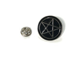 Pentagram Devil Satanic Symbol Black Silver Enamel Pin Badge