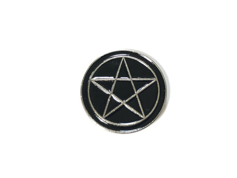 Pentagram Devil Satanic Symbol Black Silver Enamel Pin Badge