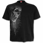 Spiral Bat Curse Grey Skull Skeleton Black Top T-shirt