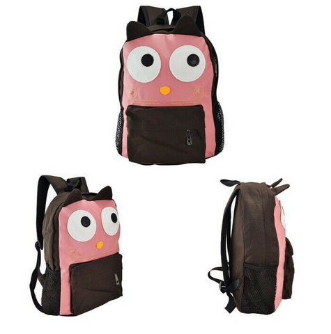 Pink Faux PU Leather Kawaii Owl Face Backpack Bag With Ears