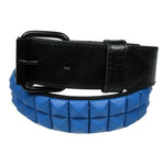 Bullet 69 Pyramid Murdered Out Matte Blue 2 Row Pyramid Stud Studded Belt