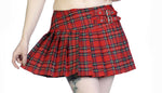 Banned Apparel Red Tartan Mini Skirt Buckles Miniskirt