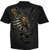 Spiral Steam Punk Ripped Biker Skulls Mechanical Goth T-shirt