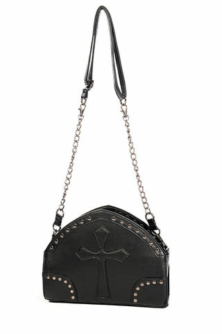 Banned Apparel Cross Gothic Black Faux Leather Handbag Shoulder Bag