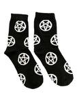 Pentagram Devil Symbol Satan Black and White Goth Socks