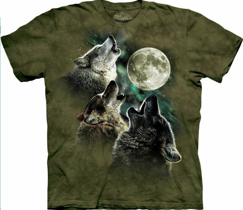 The Mountain Three Wolf Moon Olive Army Green Wolves T-shirt