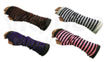 Stripey Striped  Long Fingerless Slouch Gloves Armwarmers Winter Mittens