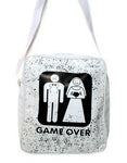 Game Over Married Marriage PVC Messenger / Satchel Shoulder Bag White & Black