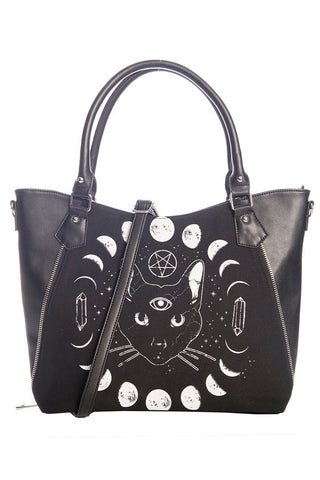 Banned Apparel Pentacle Coven Cat Pentagram Witch Black Handbag