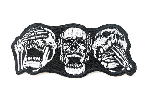 See No Evil Hear No Evil Speak No evil Skeleton Trio Embroidered Iron On Patch