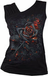Spiral Direct Burnt Rose Fire Gathered Shoulder Slant Vest Black