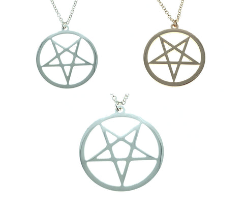 Pentagram Pendant Fine Chain Necklace Silver Rose Gold Witch Gothic