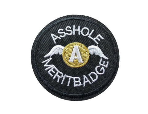 Asshole Merit Badge Humour Joke Fabric Iron On Patch