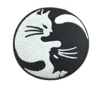 Yin and Yang Cat Kitten Kitty Black and White Fabric Iron on Patch
