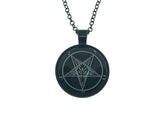 Baphomet Pentagram Goat Devil Satan Pendant Necklace Black Silver
