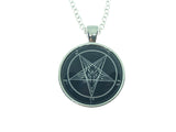 Baphomet Pentagram Goat Devil Satan Pendant Necklace Black Silver