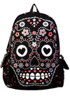 Banned Apparel Sugar Skull Black Red White Goth Backpack