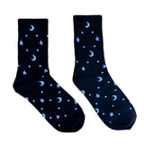 Purple & Black or White Star and Moon Goth Witch Socks