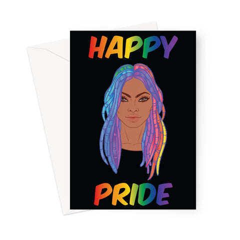Happy Pride Dreadlocks LGBTQ Rainbow Hair Greetings Card