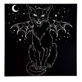Witches Black Cat With Bat Wings Hissing Greetings Card 6”x6”
