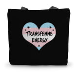 Transfemme Energy Trans Transgender Pride Heart Canvas Tote Bag