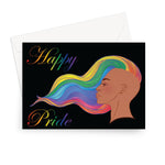 Happy Pride Windswept Rainbow Hair LGBTQ Greetings Card