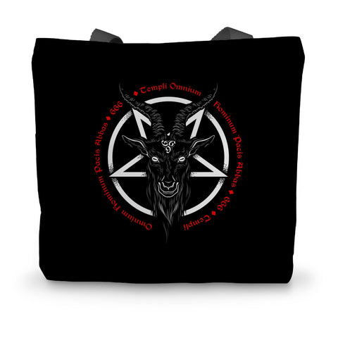 Baphomet 666 Goat Pentagram Canvas Tote Bag