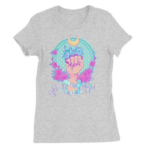Fight Like A Girl Polka Dot Blue Crystals Favourite Slim Fit T-Shirt