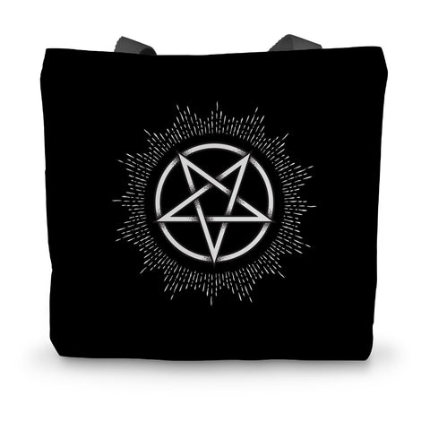 Glowing Pentagram Gothic Canvas Tote Bag
