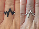 Heartbeat Ring  Silver or Black