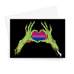 Zombie Bi Heart Hands Pride Flag Greeting Card