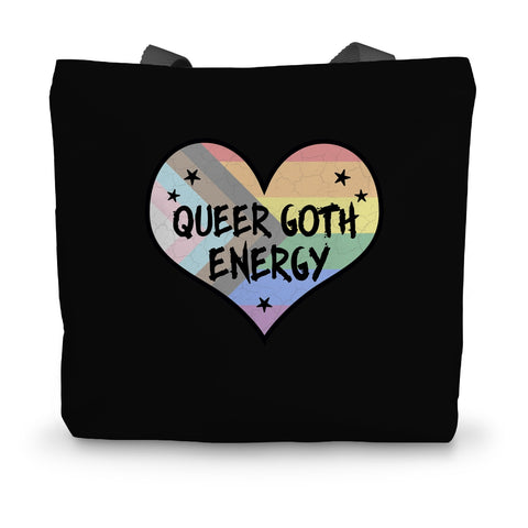 Queer Goth Energy LGBTQ Punk Pride Heart Canvas Tote Bag