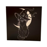 Witches Black Cat Crescent Moon Hissing Greetings Card 6”x6”