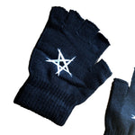 Fingerless Pentagram Gloves Black and White