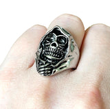 Grim Reaper Death Mort Silver Gothic Skull Ring
