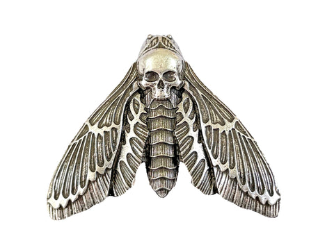 Deaths Head Hawk Moth Premium Large Pendant Silver Goth Necklace