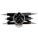 Black Multi Spike Choker Triple O Ring Studded Spiked Emo Rivet Collar