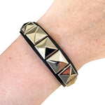 Pyramid Stud Chrome Matte Black Cuff Wristband Bracelet Studded