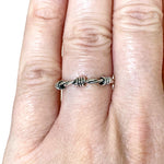 Barbwire Silver Chrome Adjustable Size Barbed Razor Ring