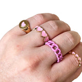 5 x Pink & Gold Heart Themed Ring Bundle Y2K Kawaii Kidcore