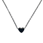 Mini Black Gloss Heart Emo Pendant Chain Necklace