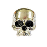 Silver Chrome Skull Skeleton Black Eyed Goth Grunge Ring