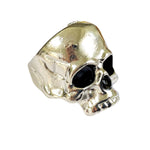 Silver Chrome Skull Skeleton Black Eyed Goth Grunge Ring