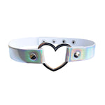 Two Tone Colour Heart Pendant O Ring Choker Emo Goth Collar