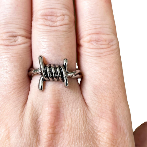 Barbwire Ring Premium Silver Emo Gothic Barbed Ring