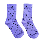 Purple & Black or White Star and Moon Goth Witch Socks