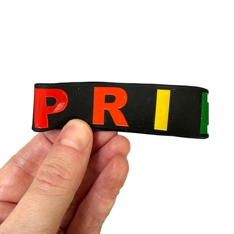 PRIDE Gummy Silicone Rainbow LGBTQ Flag Coloured Letters Wristband Bracelet