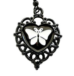 Black Ouija Heart White Butterfly Moth Gothic Dangle Earrings Goth Emo