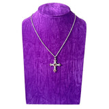 Pink Purple Gems Cross Pendant Charm Necklace Chain Emo Gothic
