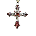 Pink Purple Gems Cross Pendant Charm Necklace Chain Emo Gothic
